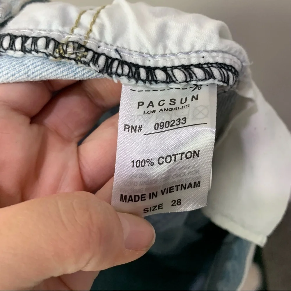 [Pacsun] Light Wash Denim Distressed Mid Rise Bermuda Jean Shorts